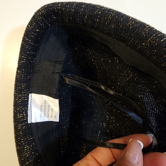 Women's Black and Golden Glitter Fedora Cotton  Hat  OS - Picture 8 of 11